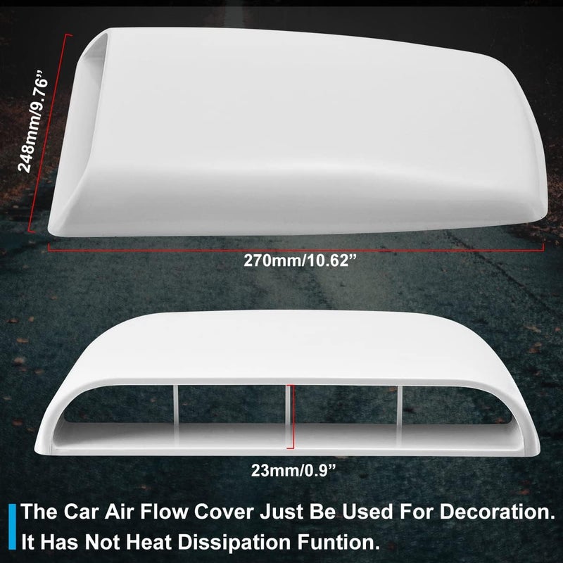 NATGIC Universal Car Air Flow Decorative Intake Hood Scoop Turbo Bonnet Vent Cover (White) - Image 2